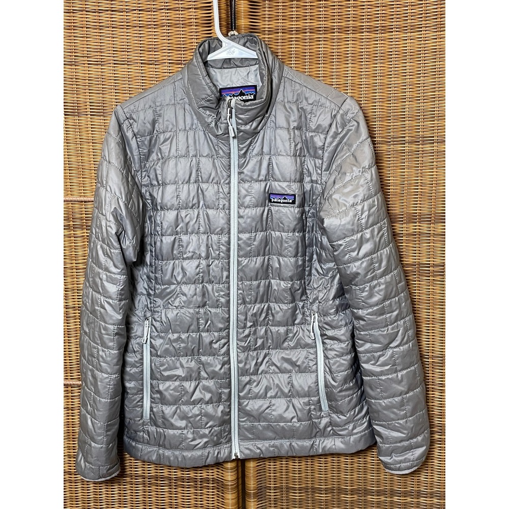 Patagonia Nano Puff Jacket Womens Medium Grey Full Zip Insulated Puffer Coat